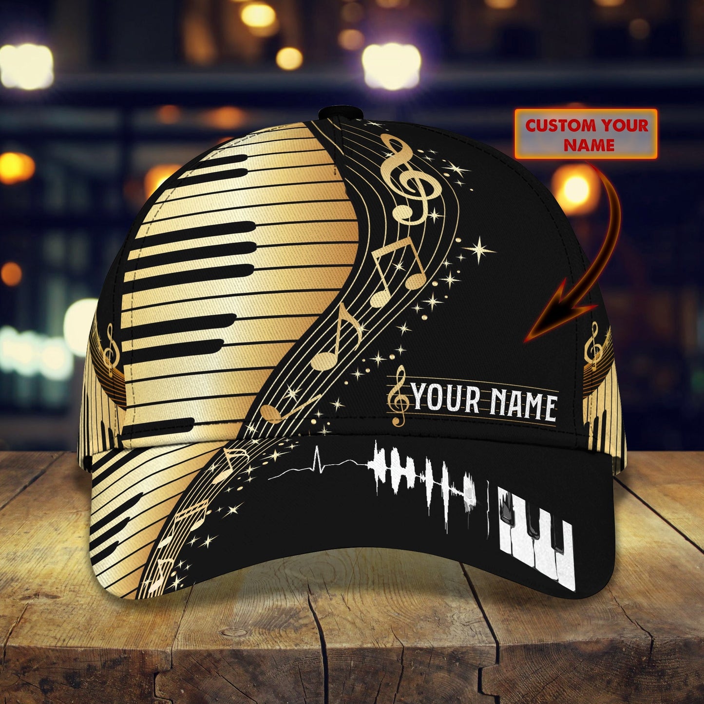 3D Classic Cap Love Piano 2 Personalized Name Cap Lasfour CA1223