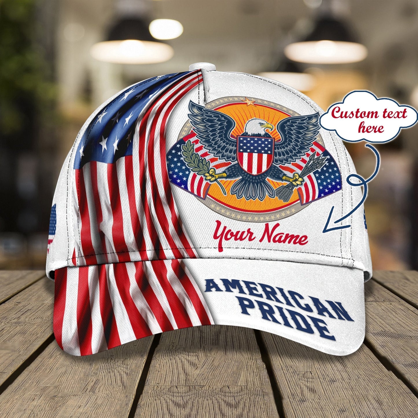 3D Classic Cap American Pride Personalized Name Cap 300 Lasfour CA1874