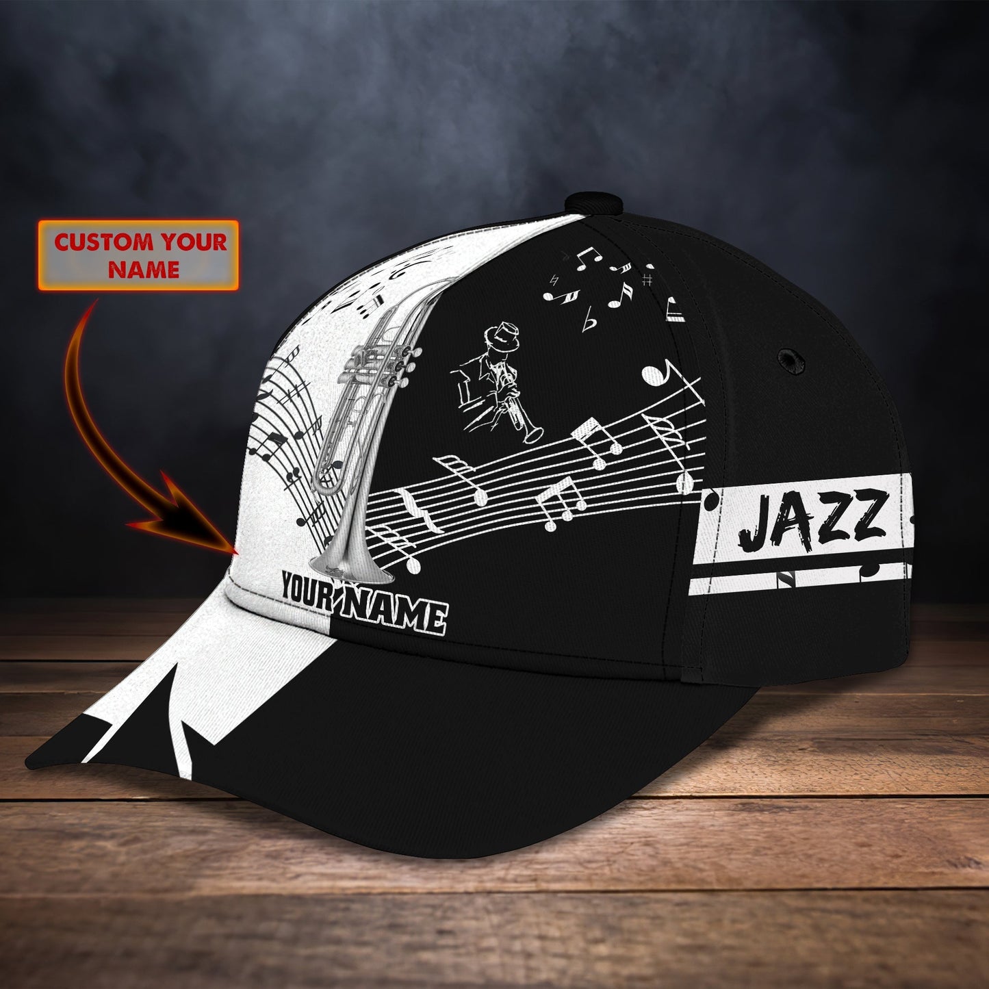 3D Classic Cap Trumpet Personalized Name Cap 02Lasfour CA1184