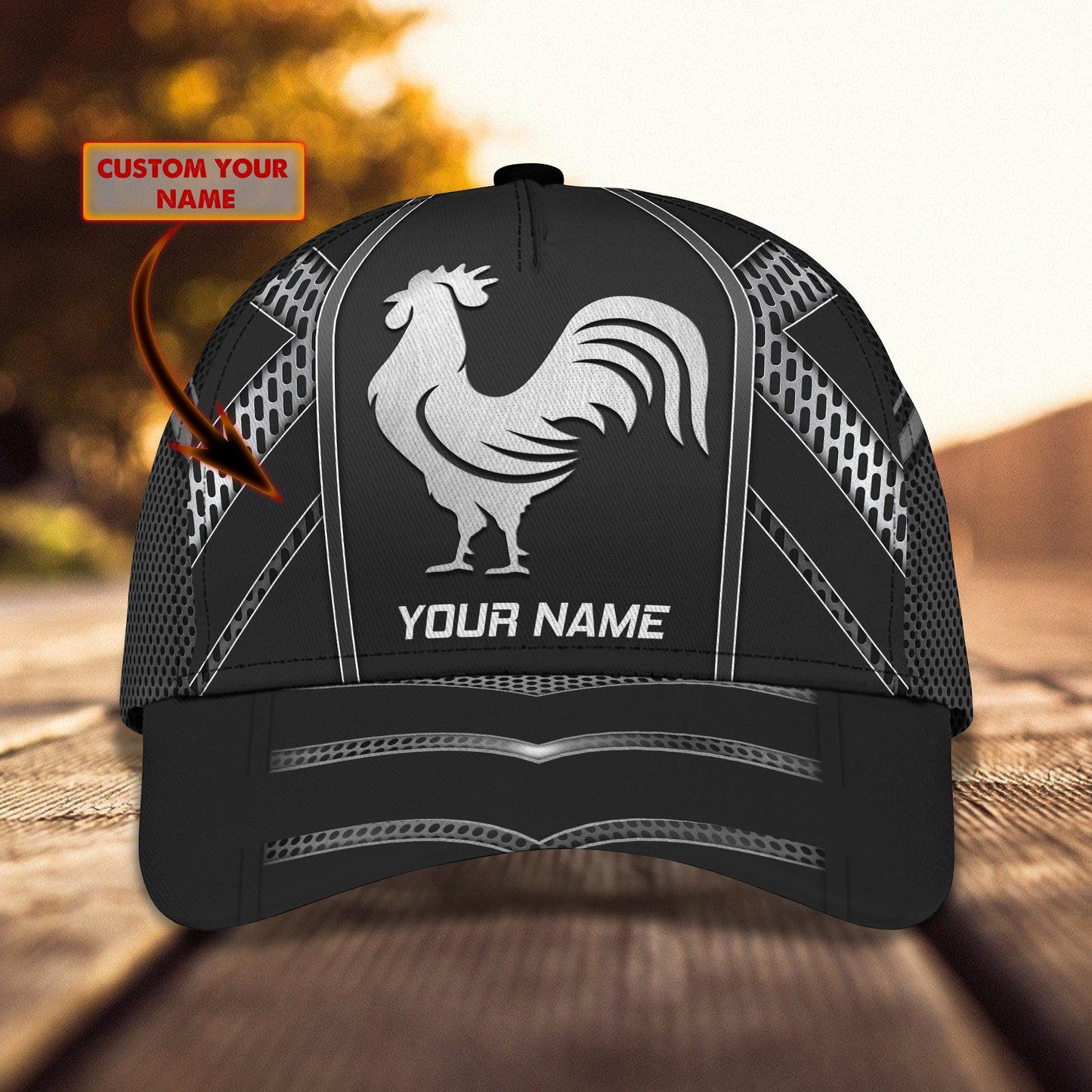 3D Classic Cap Rooster 04 Personalized Name Cap Lasfour CA2262