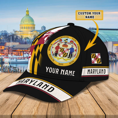 3D Classic Cap Maryland Personalized Name Cap Lasfour CA0032