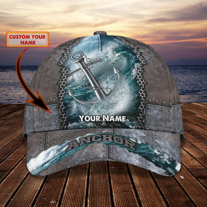 3D Classic Cap Anchor Personalized Name Cap 01 Lasfour CA1303