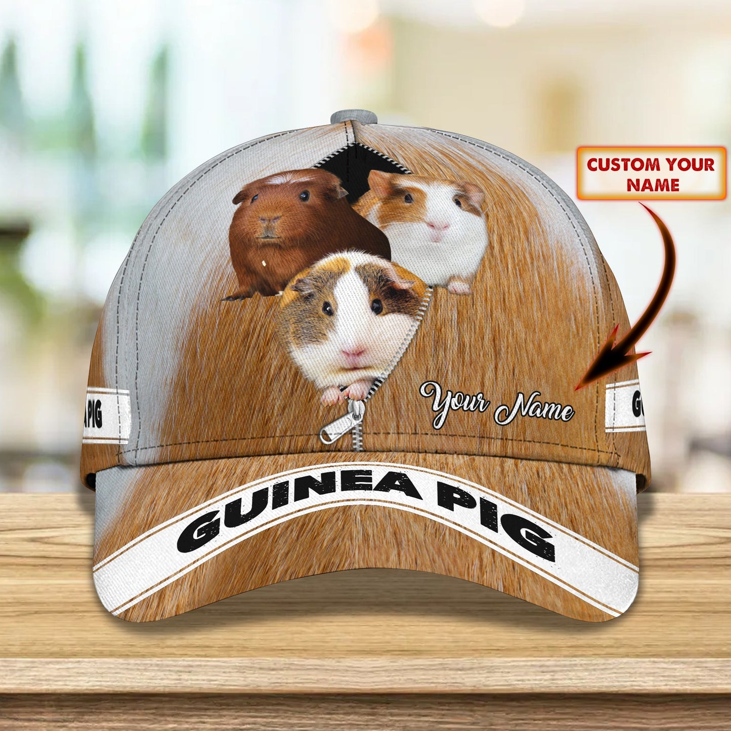 3D Classic Cap Love Guinea Pig Personalized Name Cap Lasfour CA2299