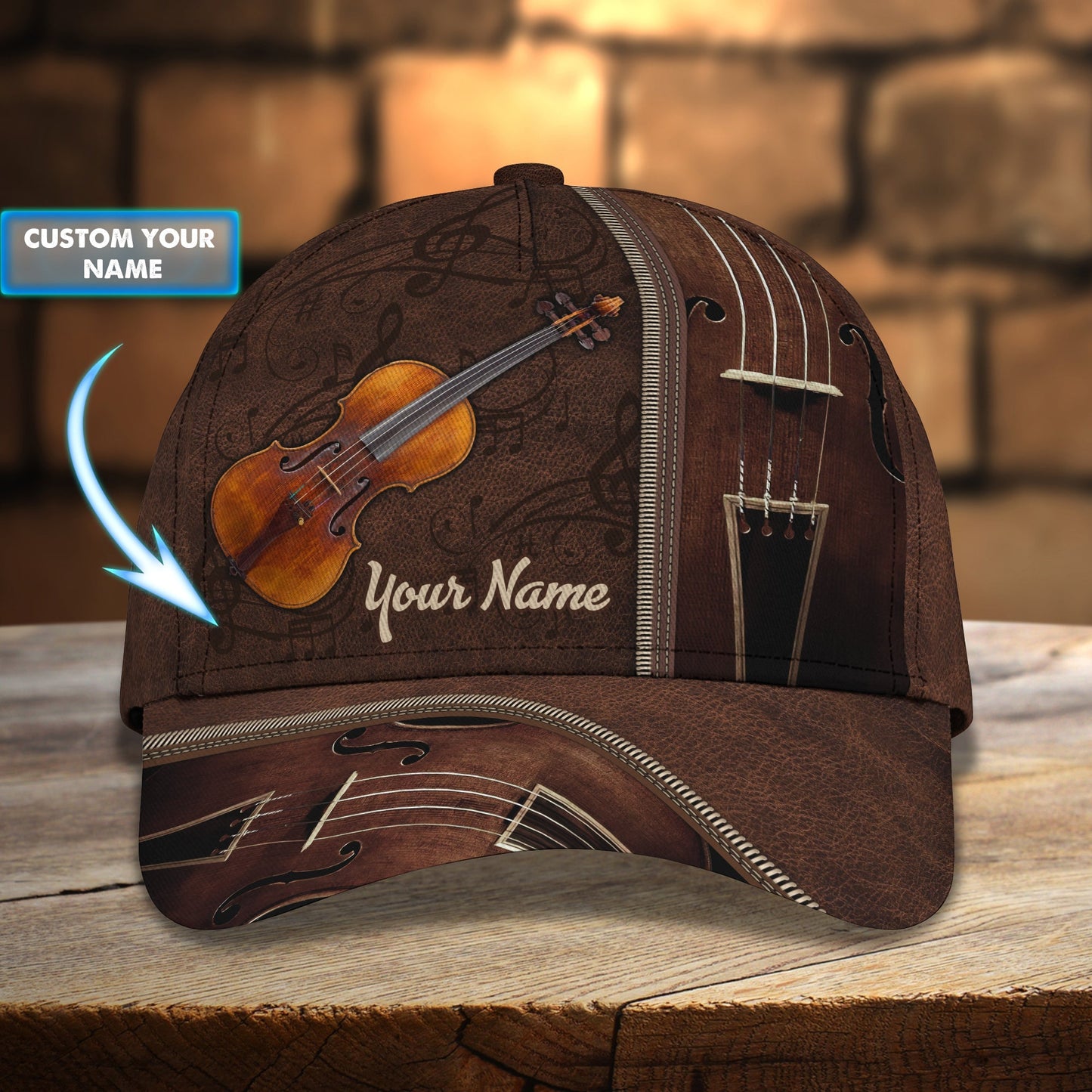 3D Classic Cap Love Violin Personalized Name Cap Lasfour CA2296