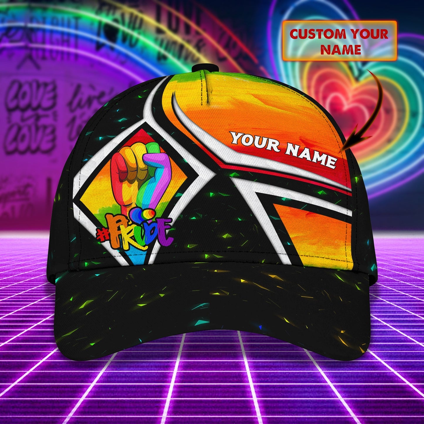 LGBT Personalized Name Cap, Pride Personalized 3D Cap CA0303
