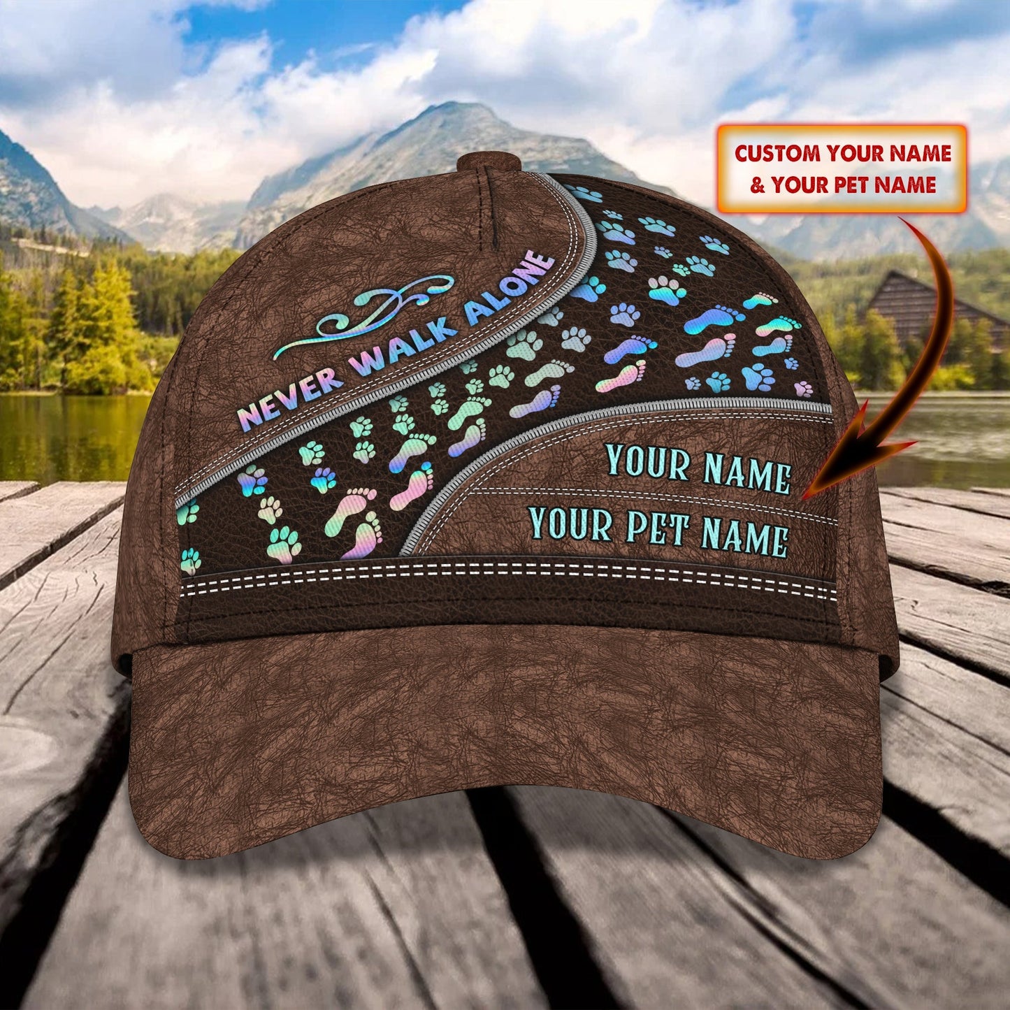 3D Classic Cap Never Walk Alone Personalized Name Cap 111 Lasfour CA1241
