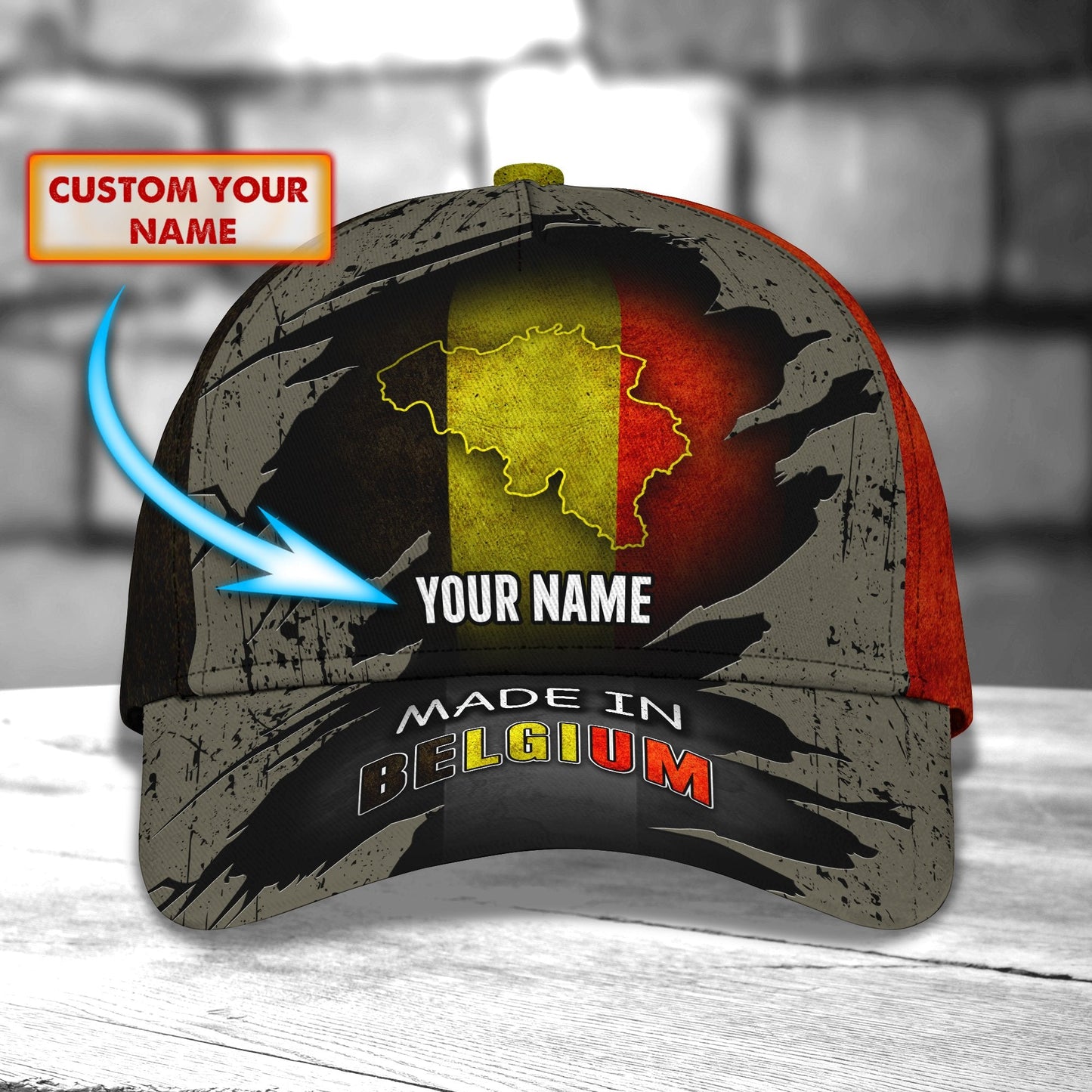 3D Classic Cap Belgium Personalized Name Cap 01 Lasfour CA1843