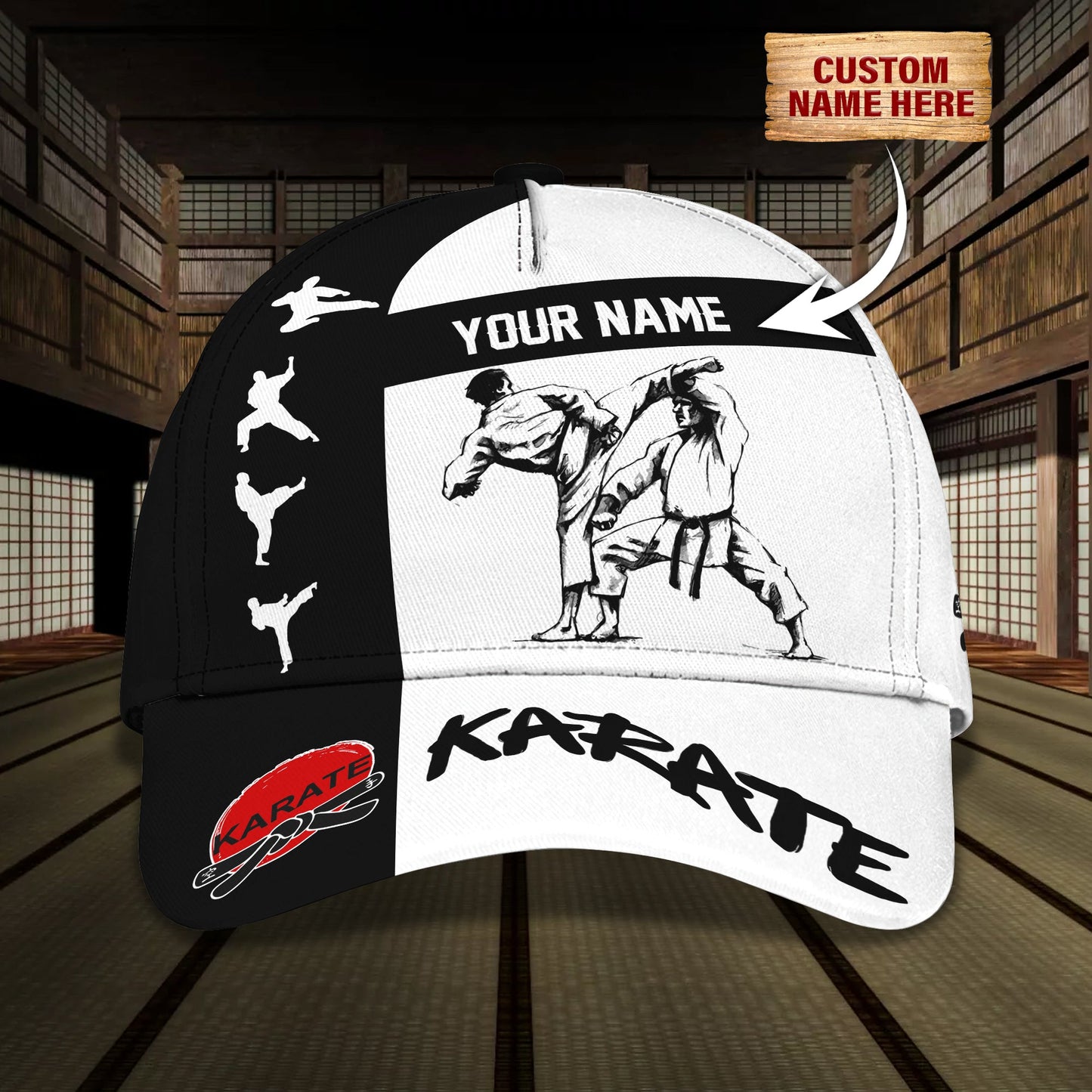 3D Classic Cap Karate Personalized Name Cap 120 Lasfour CA1321