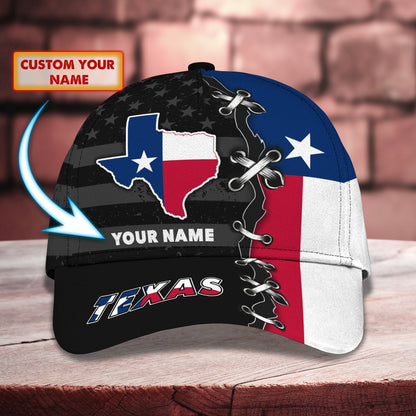 3D Classic Cap Texas Personalized Name Cap 02 Lasfour CA1980