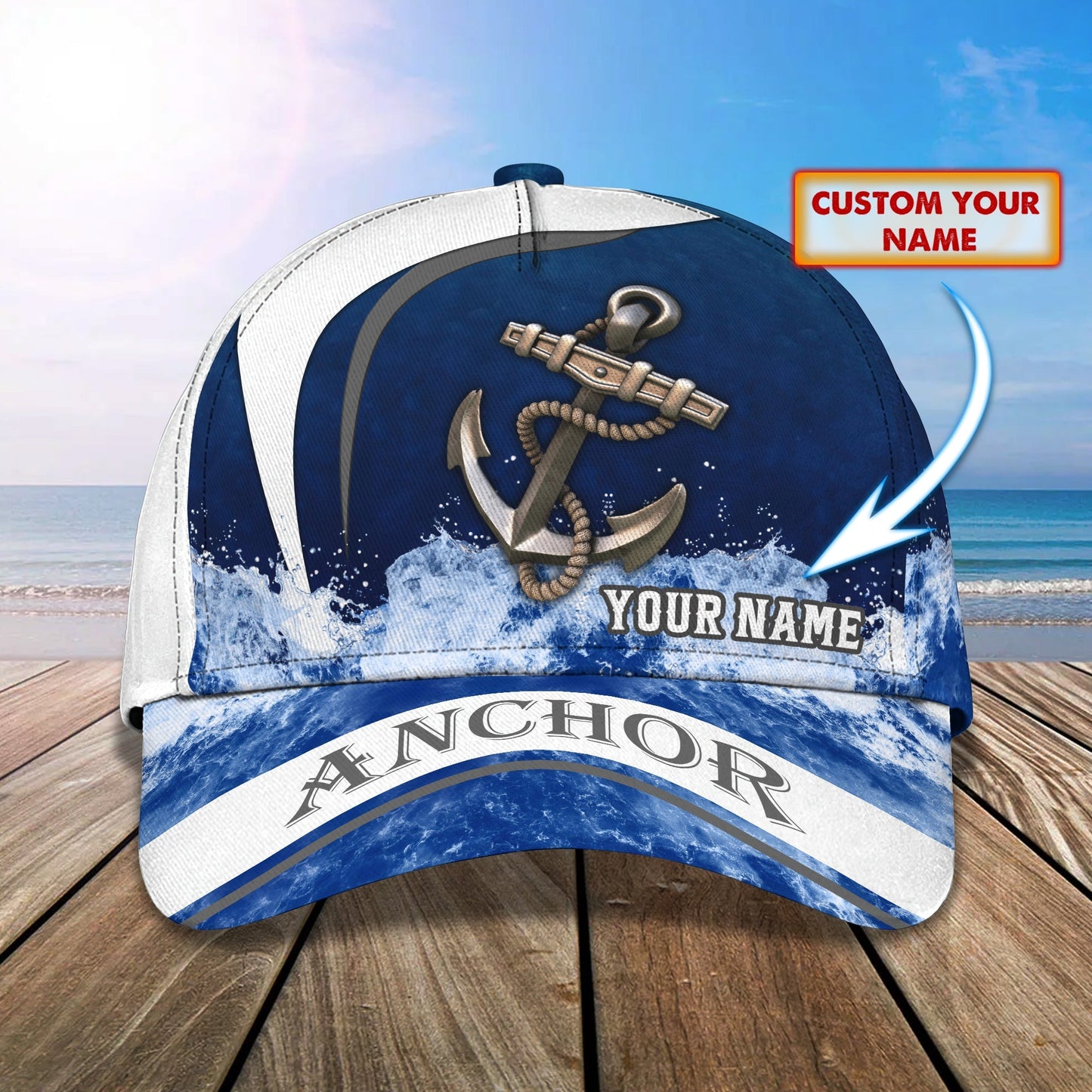 3D Classic Cap Anchor 04 Personalized Name Cap Lasfour CA1638