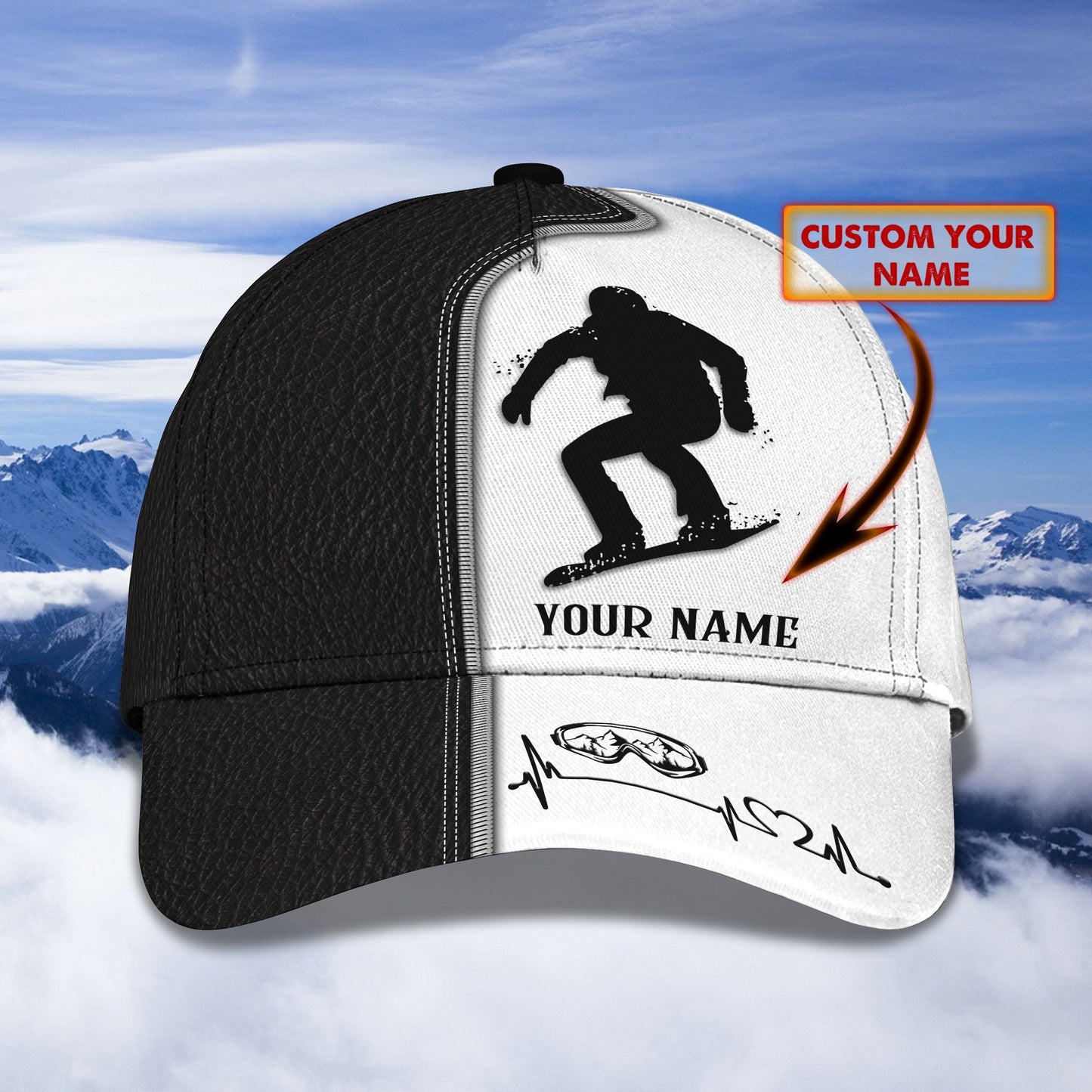 3D Classic Cap Snowboarding Personalized Name Cap Lasfour CA1986
