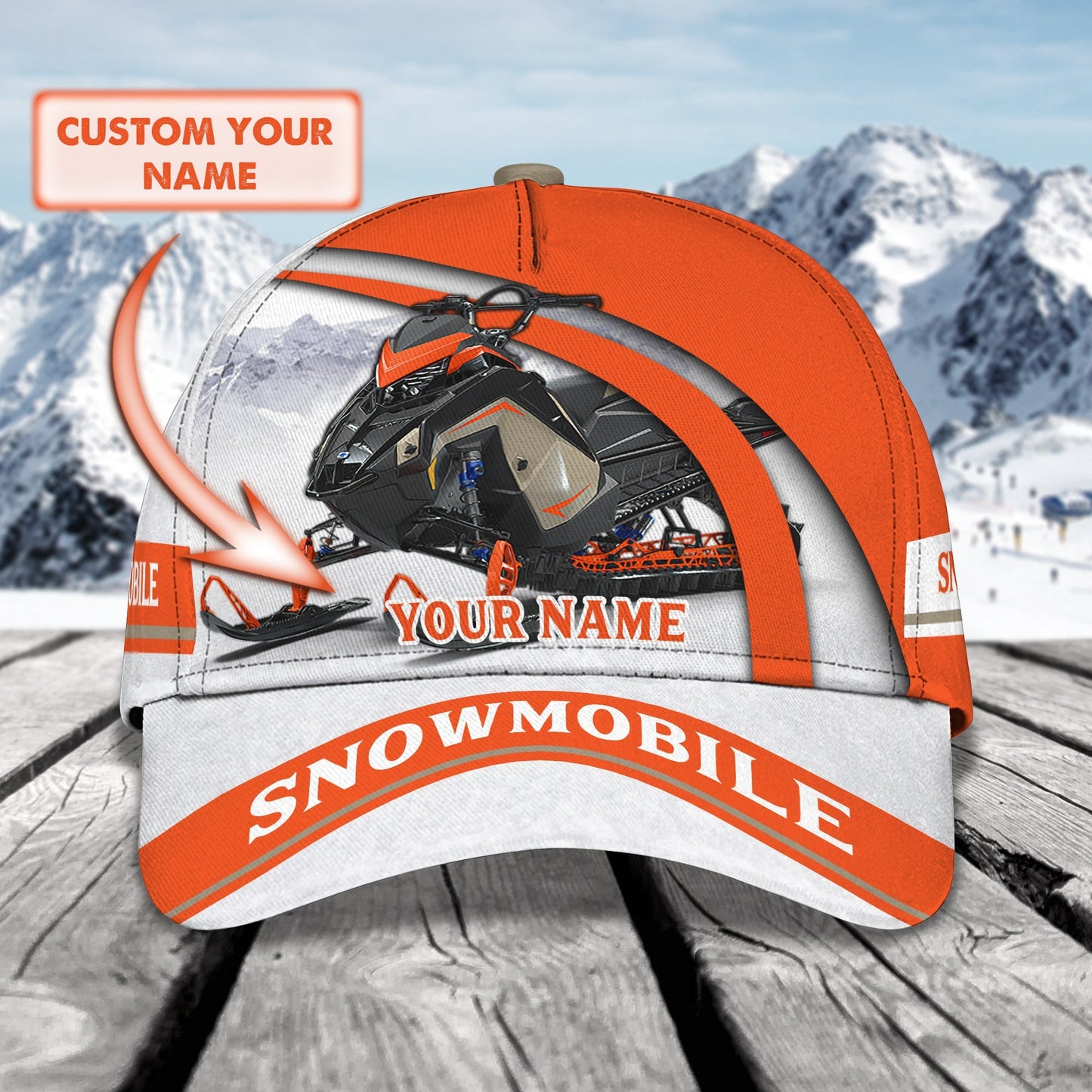 3D Classic Cap Snowmobile 146 Personalized Name Cap Lasfour CA2325
