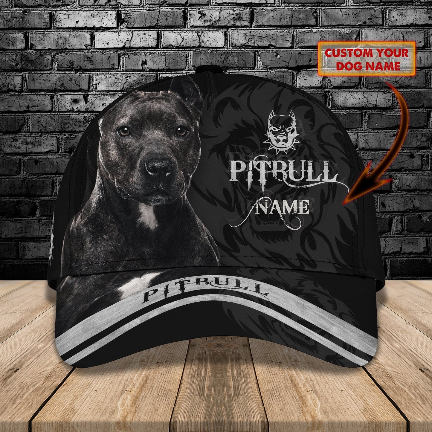 3D Classic Cap Pitbull Personalized Name Cap 55 Lasfour CA0804