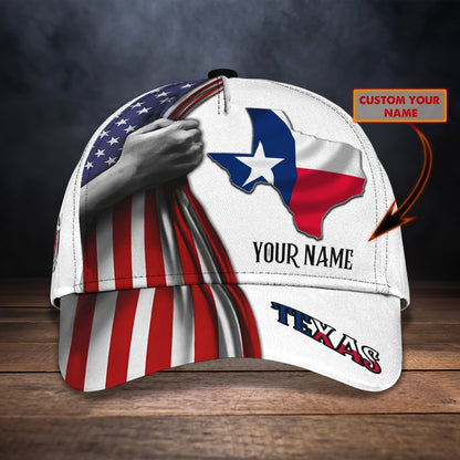 3D Classic Cap Texas Flag Personalized Name Cap Lasfour CA1802
