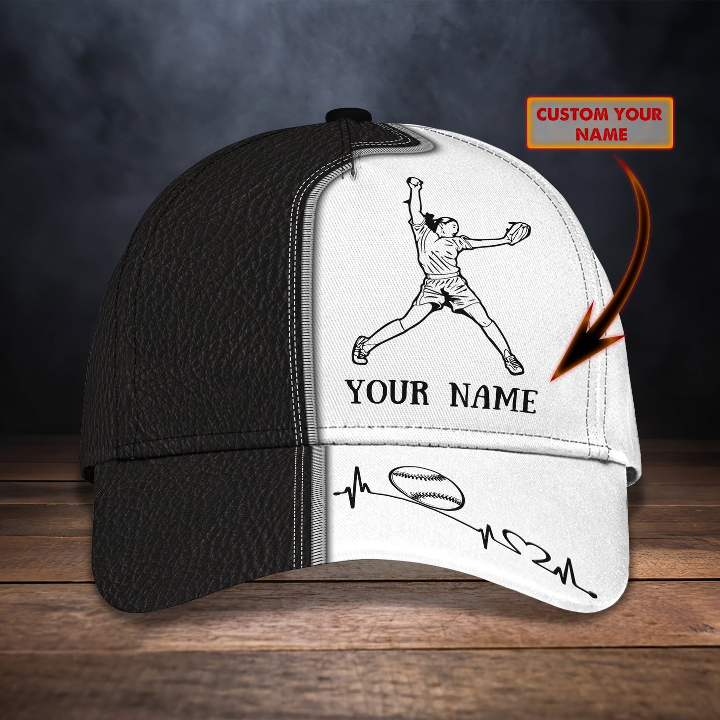 3D Classic Cap Softball Personalized Name Cap Lasfour CA1332