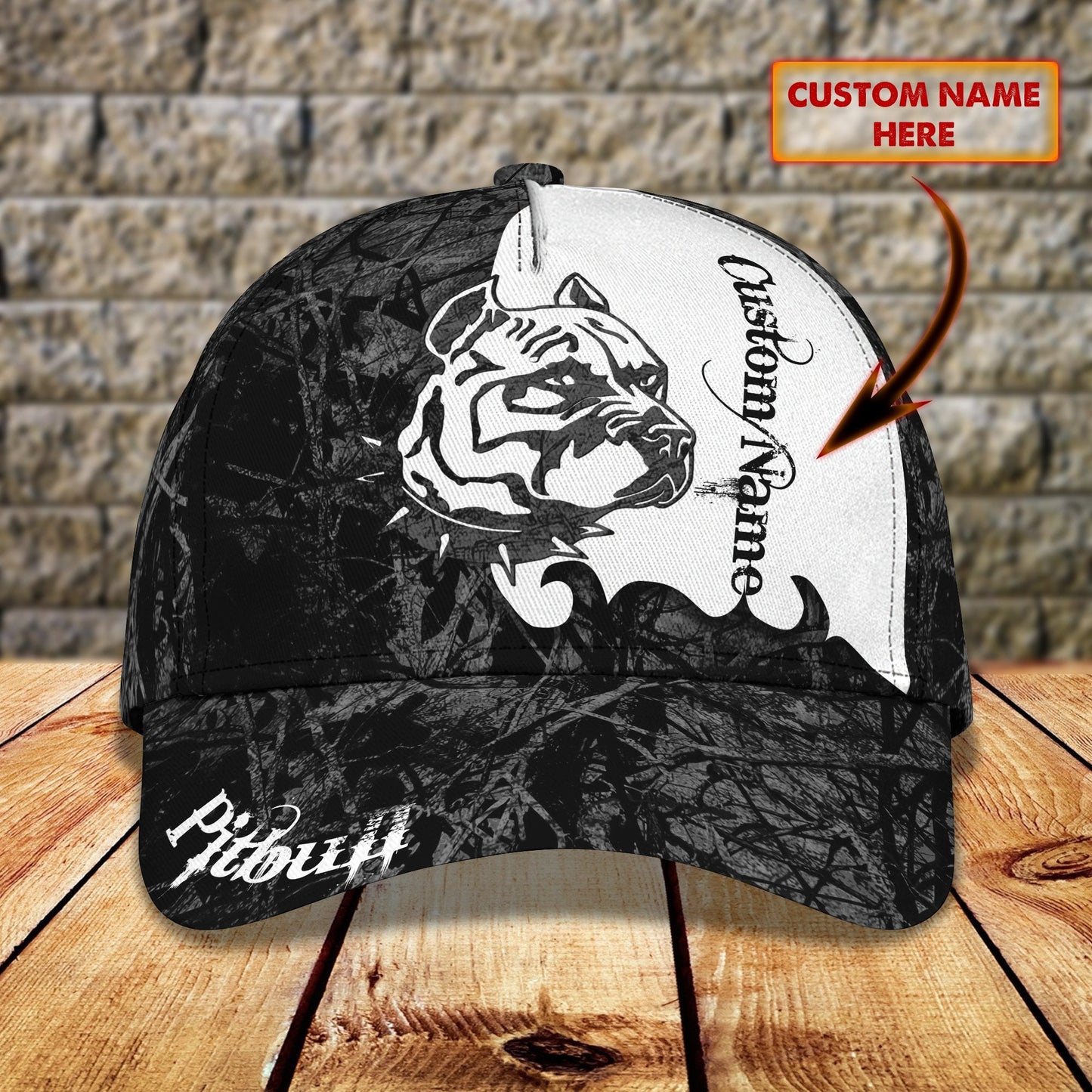 3D Classic Cap Love Pitbull Personalized Name Cap 45 Lasfour CA1972