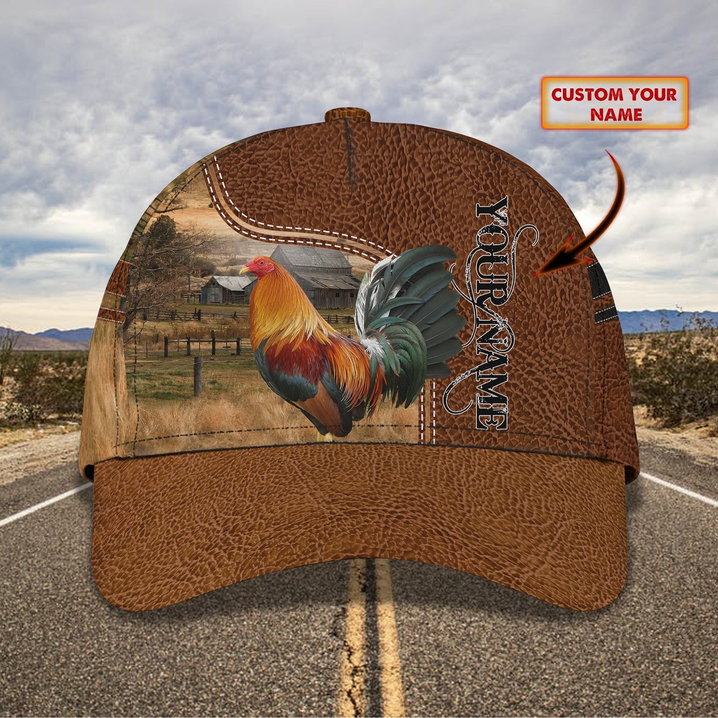 3D Classic Cap Rooster Personalized Name Cap 109 Lasfour CA1239