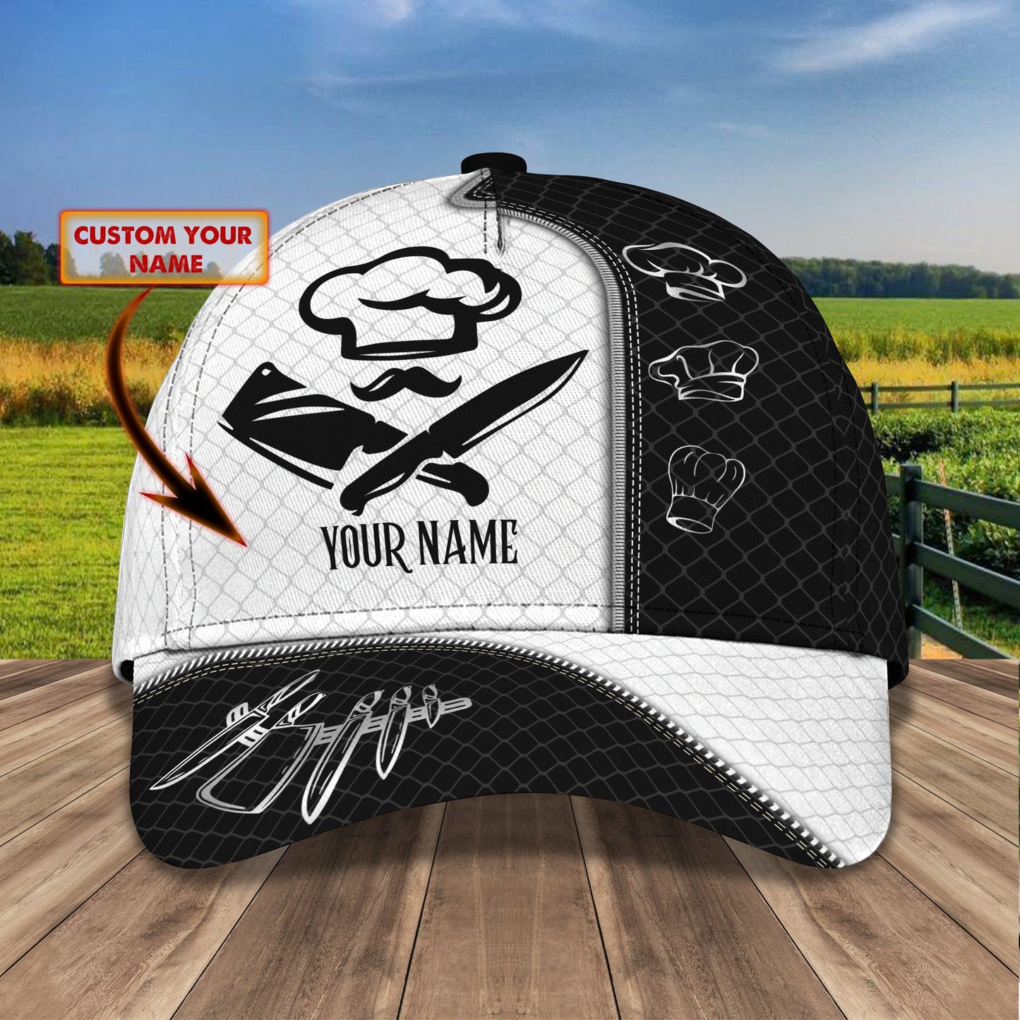 3D Classic Cap Personalized Name Cap Chef 01 Lasfour CA0854