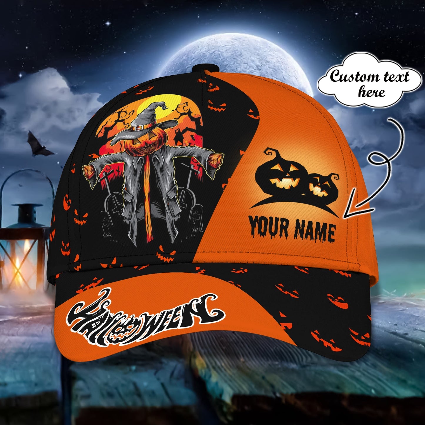 3D Classic Cap Halloween Personalized Name Cap Lasfour CA1509