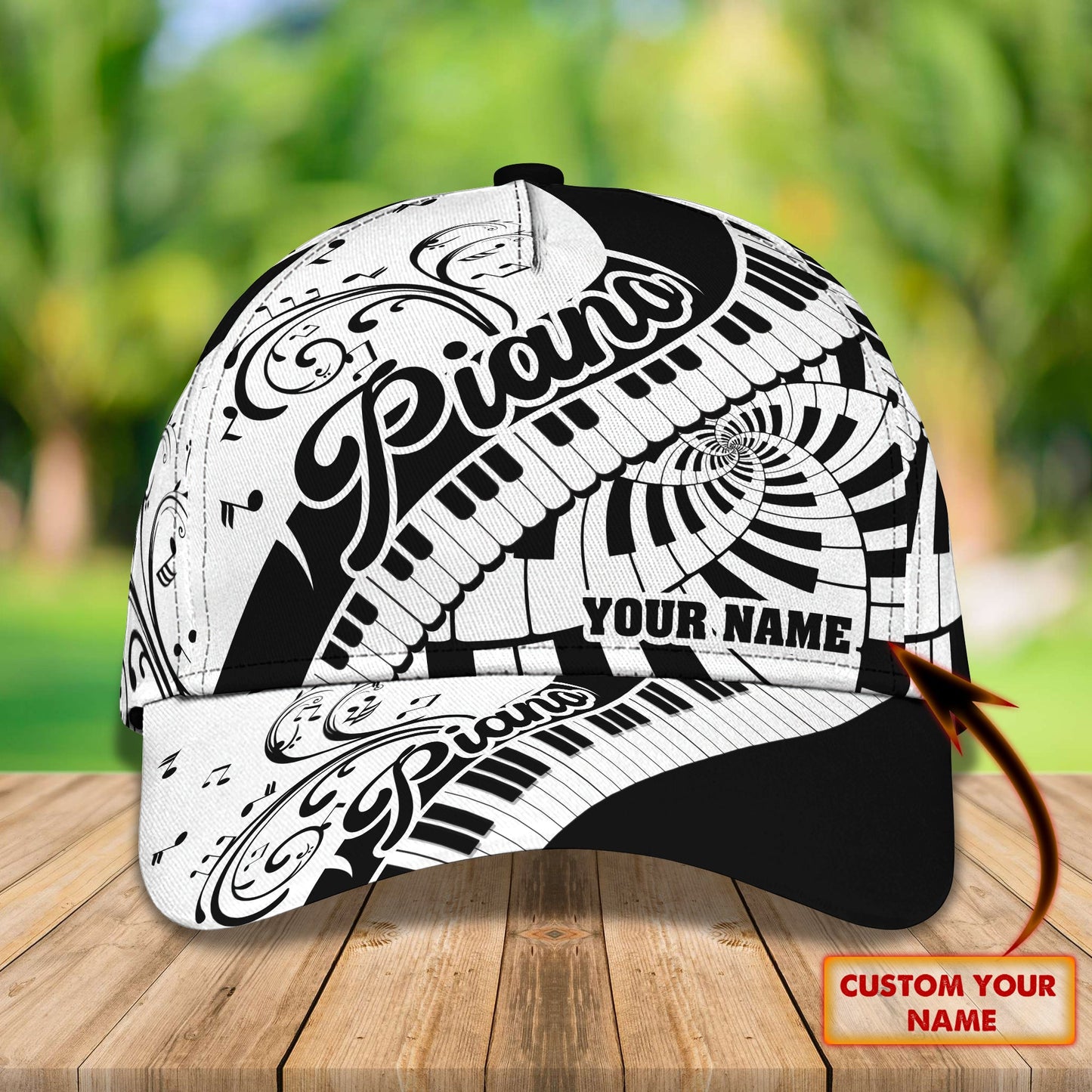 3D Classic Cap Piano Personalized Name Cap Lasfour CA1144