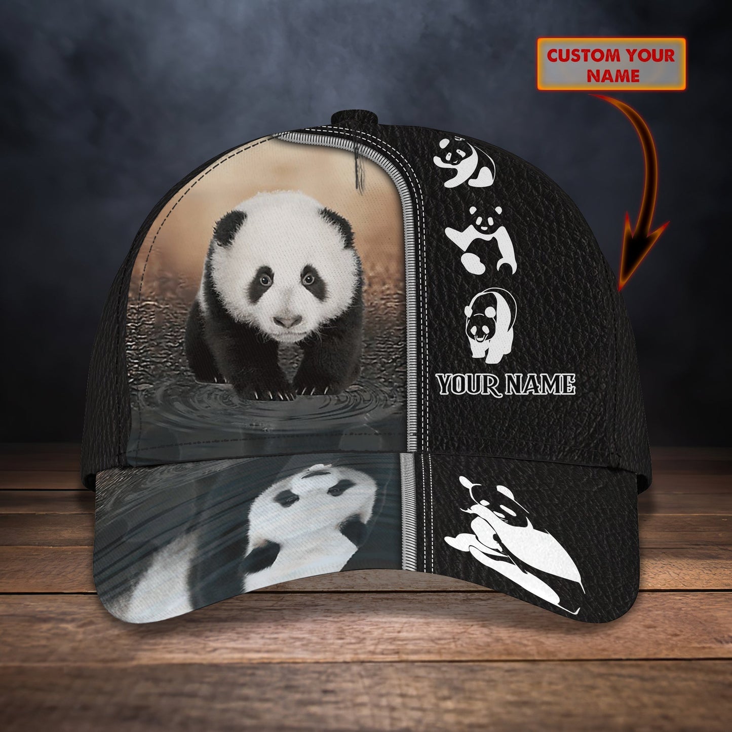 3D Classic Cap Love Panda Personalized Name Cap 01 Lasfour CA0954