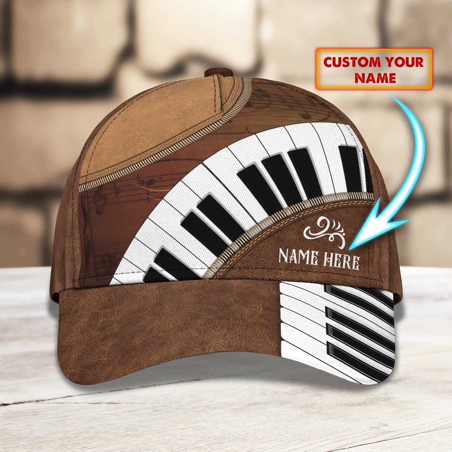 3D Classic Cap Love Piano Personalized Name Cap Lasfour CA1450