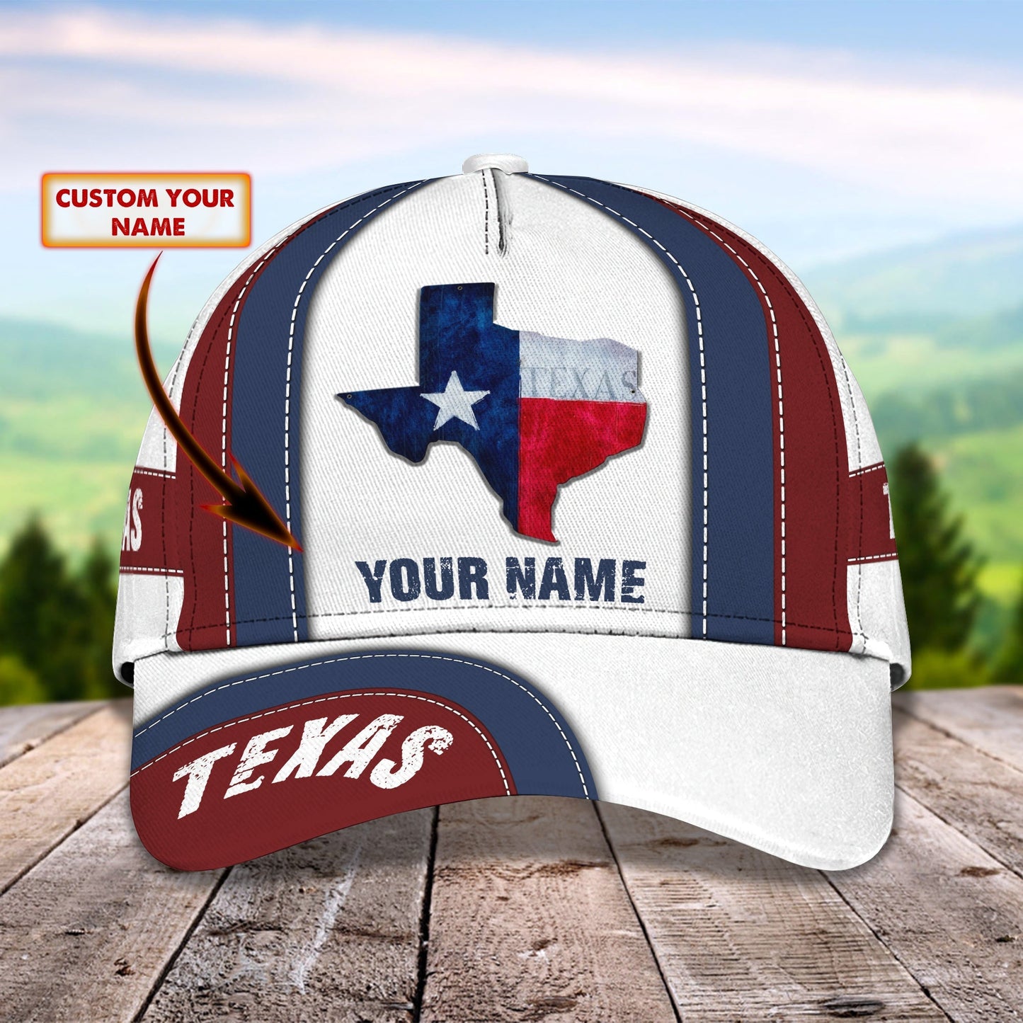 3D Classic Cap Texas Personalized Name Cap Lasfour CA1465