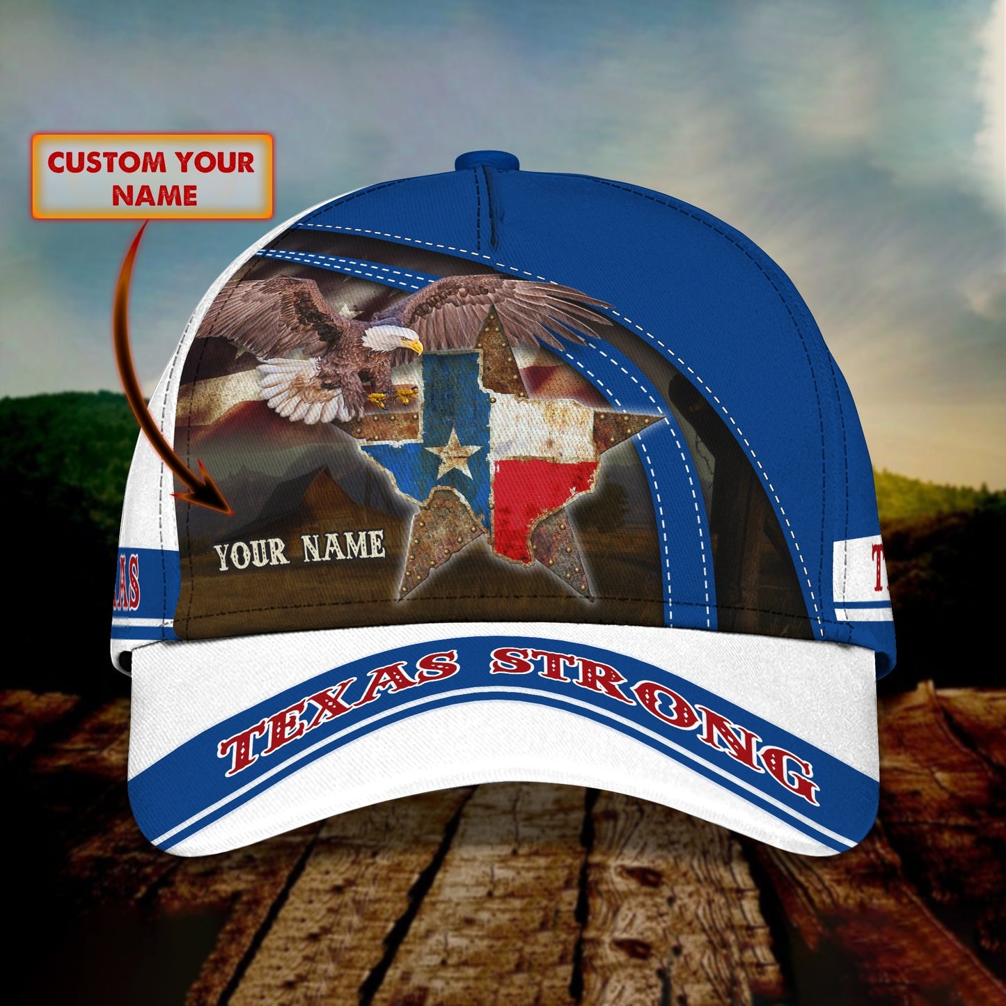 3D Classic Cap Texas Strong Personalized Name Cap 886 Lasfour CA1804