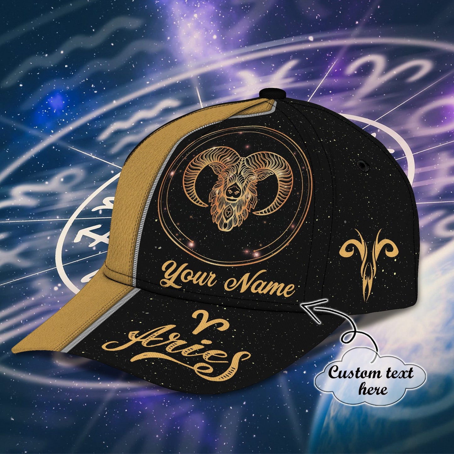 3D Classic Cap Aries 1 Personalized Name Cap Lasfour CA1590