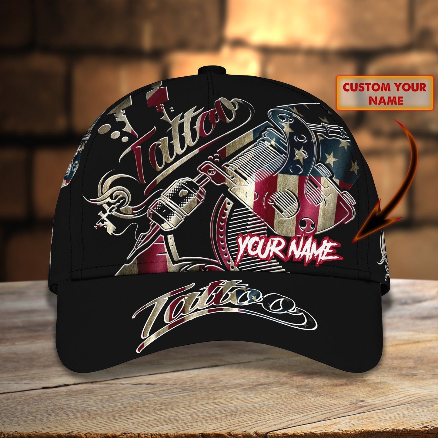 3D Classic Cap Tattoos Personalized Name Cap 93 Lasfour CA2068