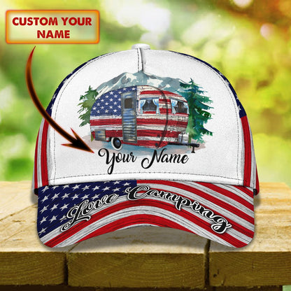 3D Classic Cap Love Camping Personalized Name Cap Lasfour CA1956