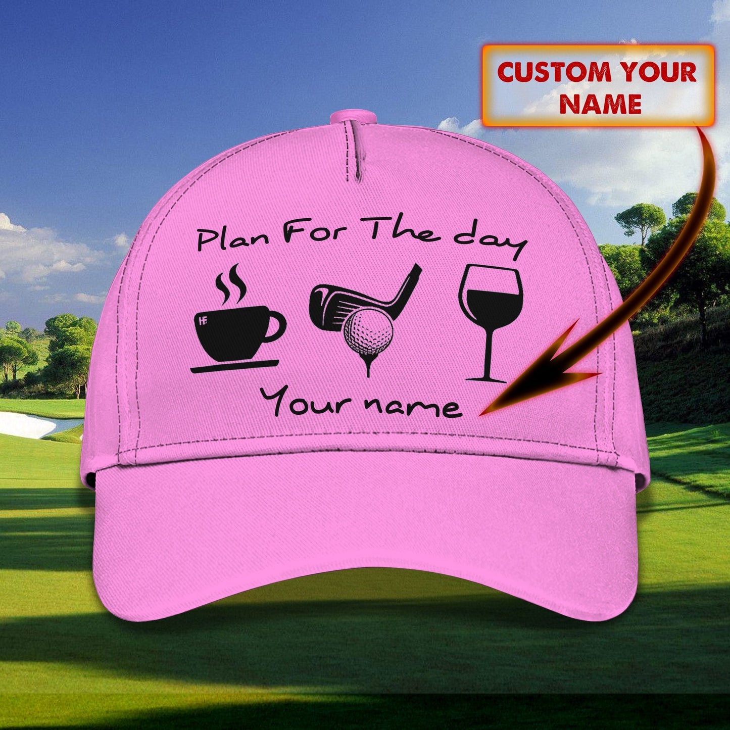 3D Classic Cap Plan For Golf The Day Golf Personalized Name Cap Lasfour CA1110