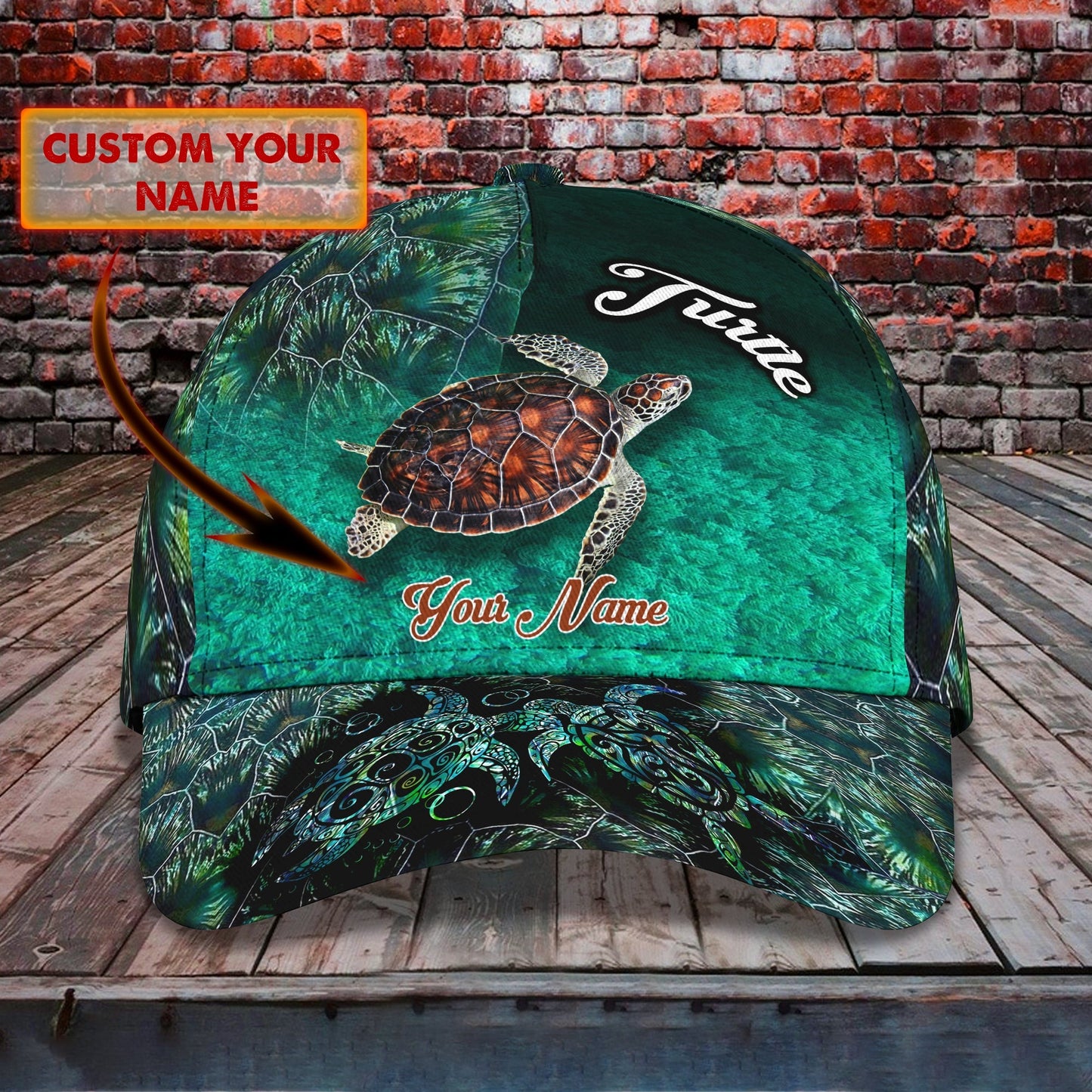 3D Classic Cap Personalized Name Cap Turtle 00 Lasfour CA0934