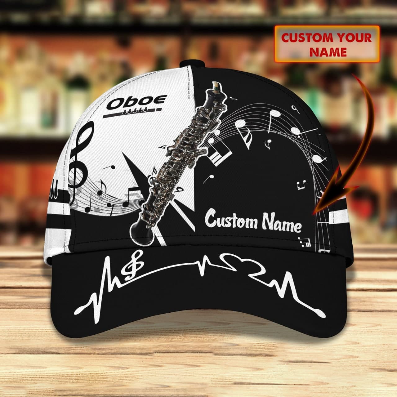 3D Classic Cap Oboe Personalized Name Cap Lasfour CA1096