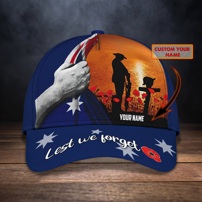 3D Classic Cap Lest We Forget Personalized Name Cap 02 Lasfour CA2045