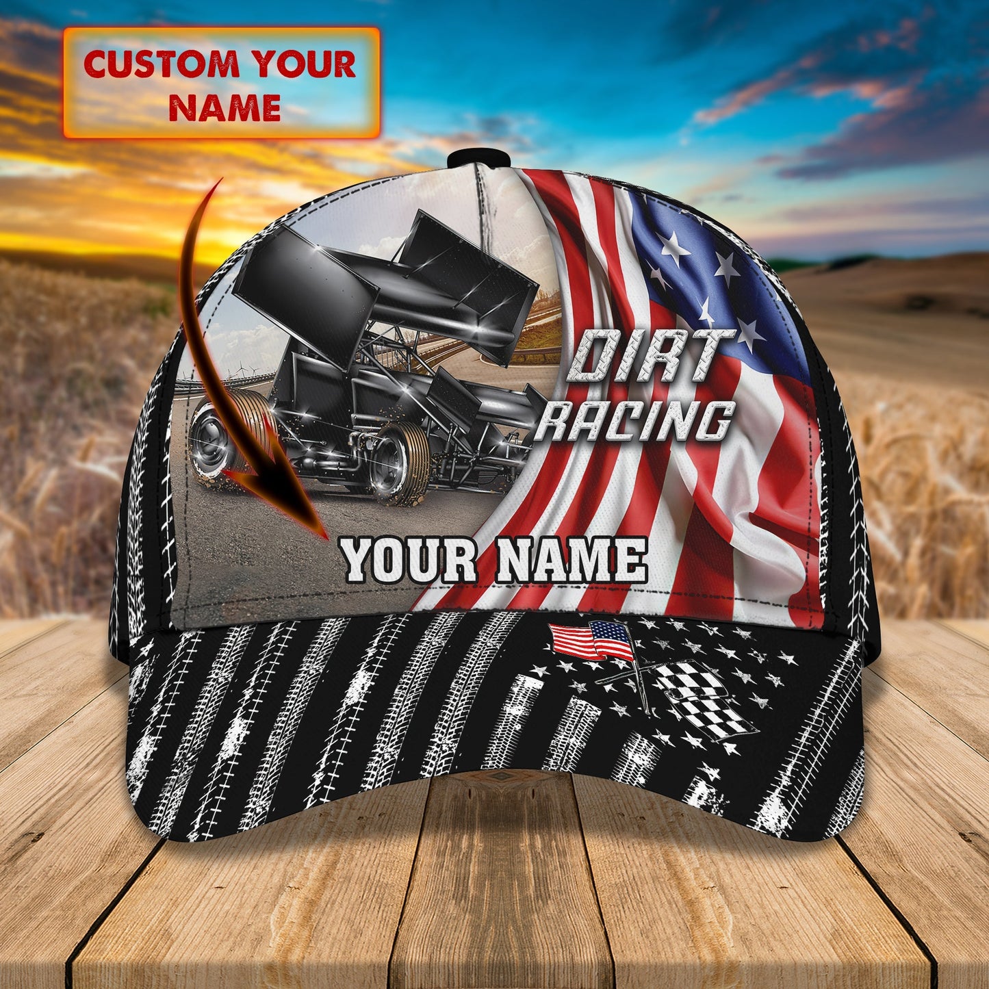 3D Classic Cap Dirt Racing 4 Personalized Name Cap Lasfour CA1002