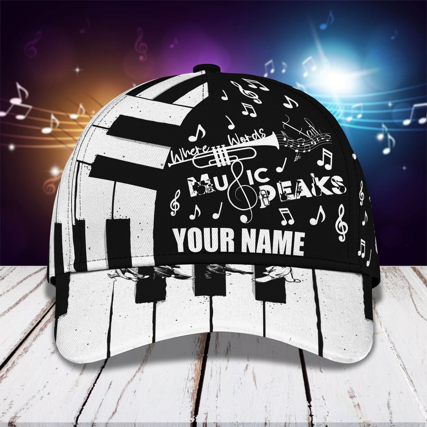 3D Classic Cap Piano Personalized Name Cap Lasfour CA1318