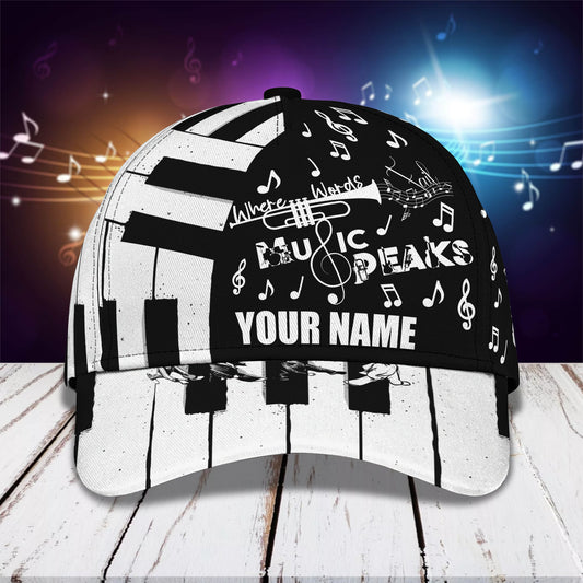 3D Classic Cap Piano Personalized Name Cap Lasfour CA1318