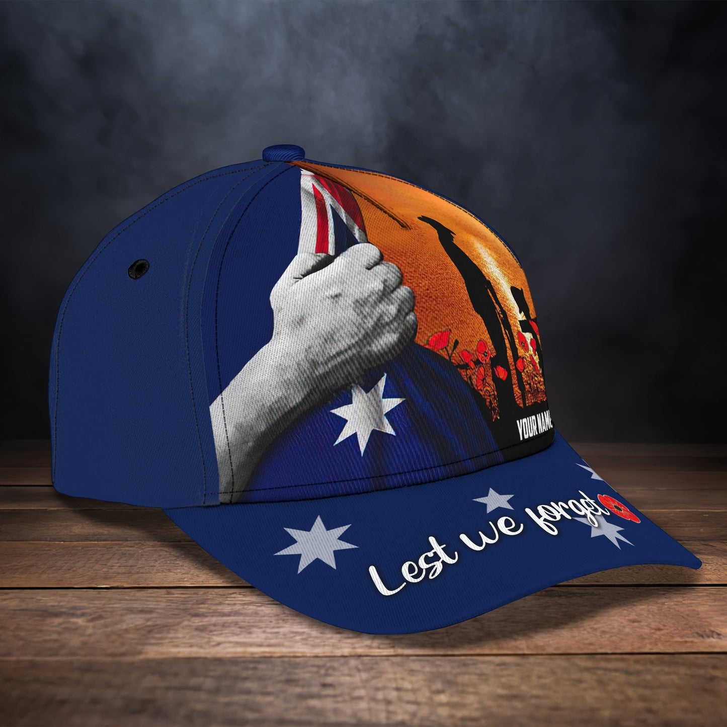 3D Classic Cap Lest We Forget Personalized Name Cap 02 Lasfour CA1794