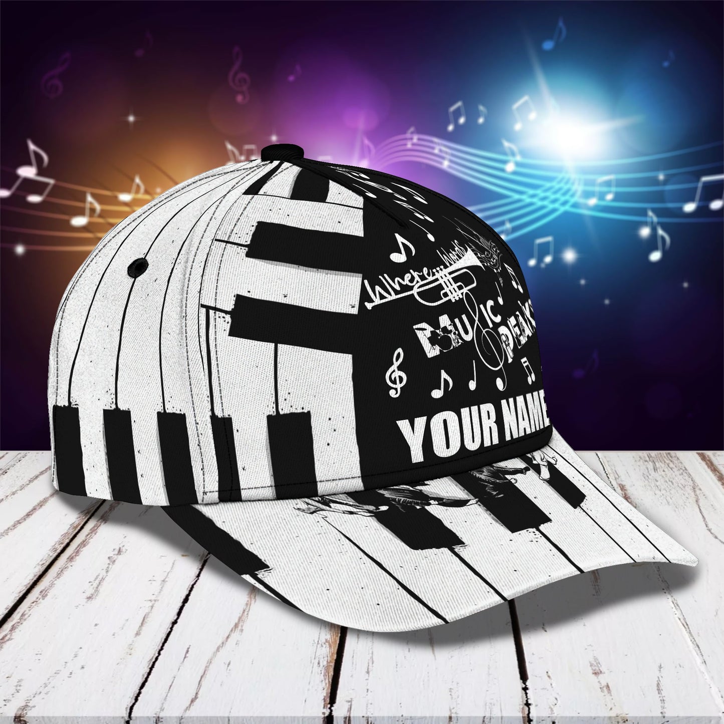 3D Classic Cap Piano Personalized Name Cap Lasfour CA1318