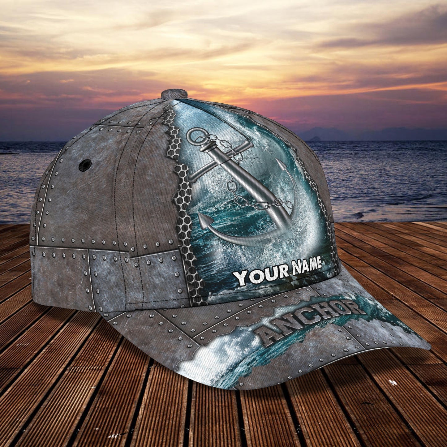 3D Classic Cap Anchor Personalized Name Cap 01 Lasfour CA1303