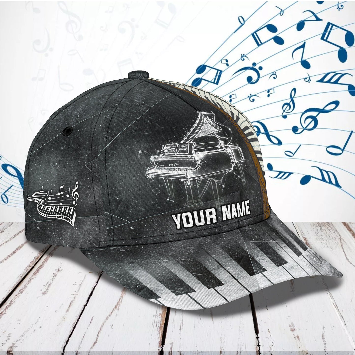 3D Classic Cap Piano Washed Personalized Name Cap 43 Lasfour CA1124