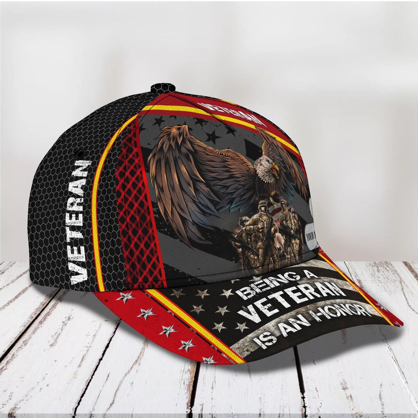 3D Classic Cap Veteran 0201 Personalized Name Cap Lasfour CA2117