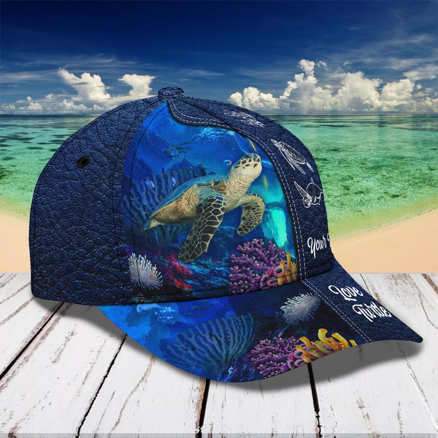 3D Classic Cap Turtle Personalized Name Cap 0099 Lasfour CA0969