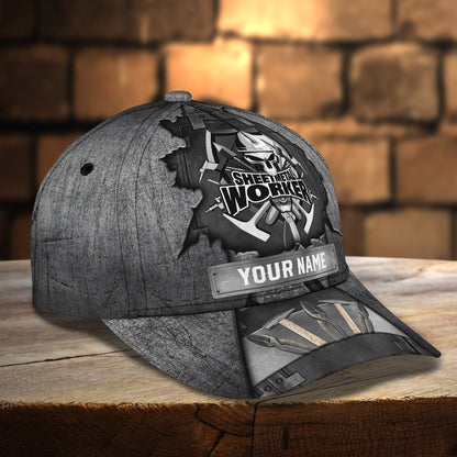 3D Classic Cap Metal Worker Personalized Name Cap Lasfour CA0872