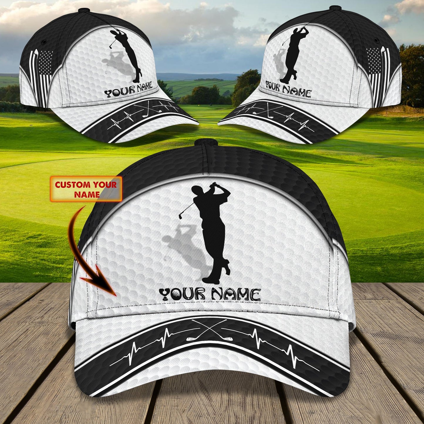 3D Classic Cap Golf 3 Personalized Name Cap Lasfour CA1194