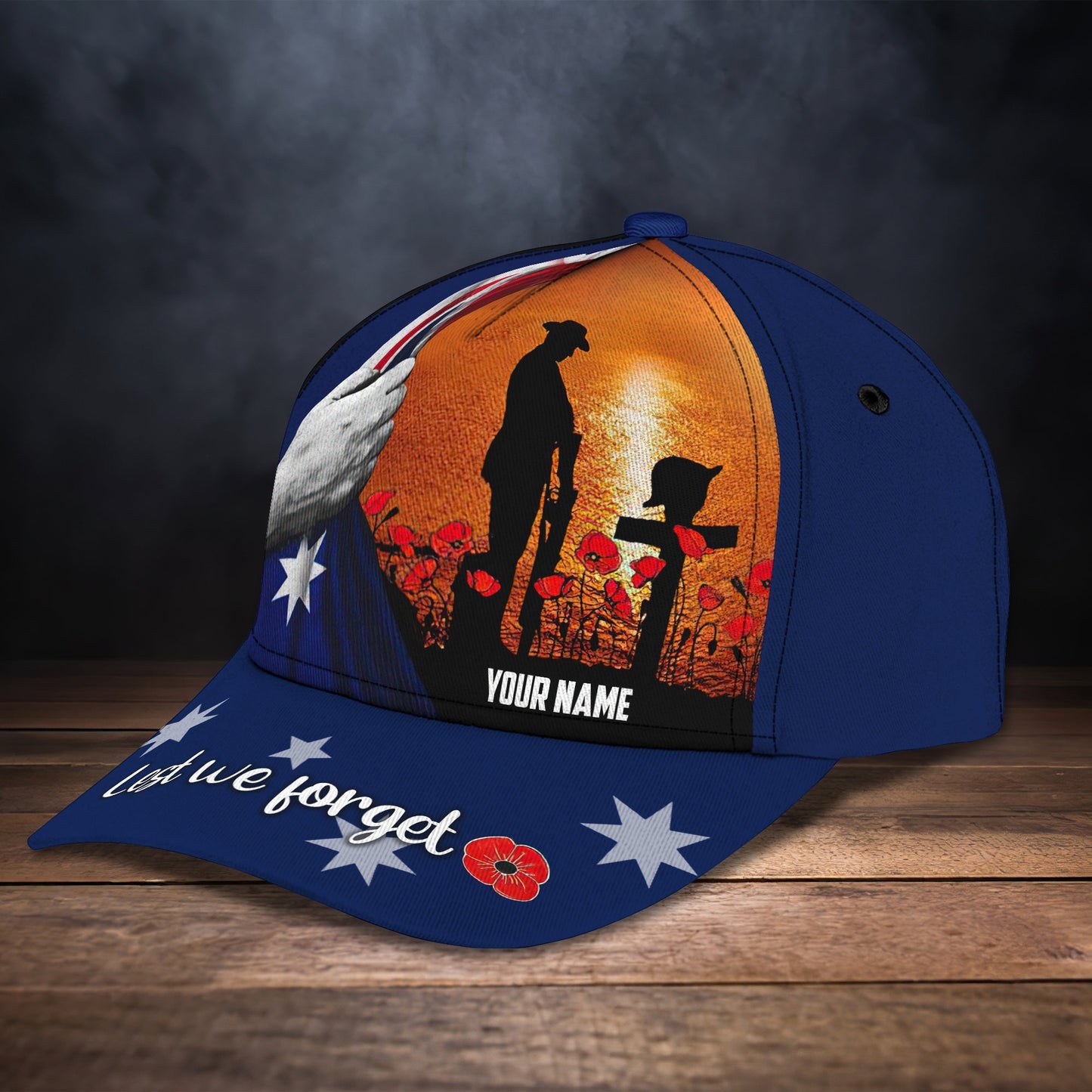 3D Classic Cap Lest We Forget Personalized Name Cap 02 Lasfour CA1794