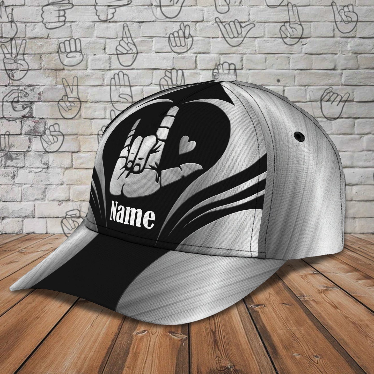3D Classic Cap Personalized Name Cap 01 Sign Language Lasfour CA1255