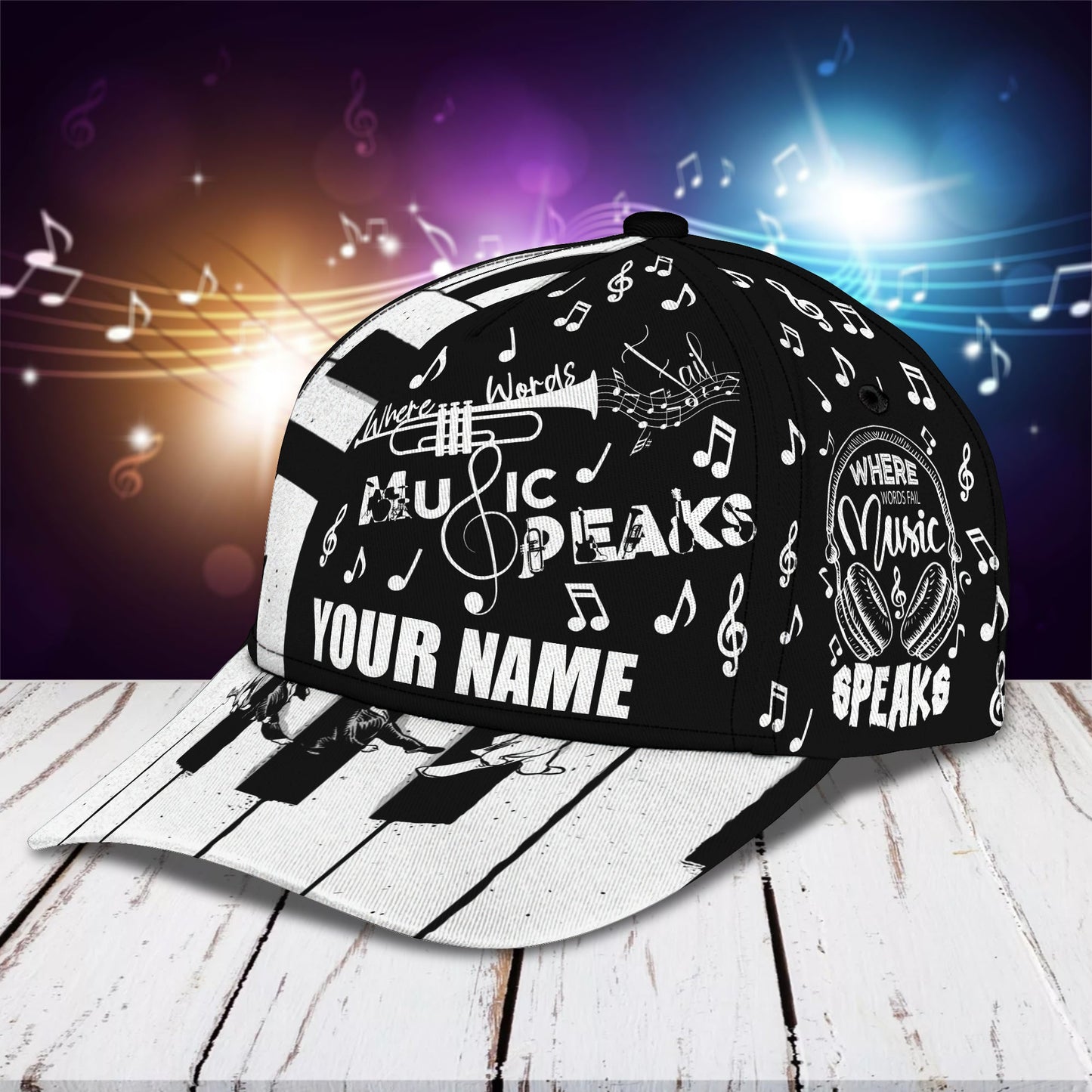 3D Classic Cap Piano Personalized Name Cap Lasfour CA1318