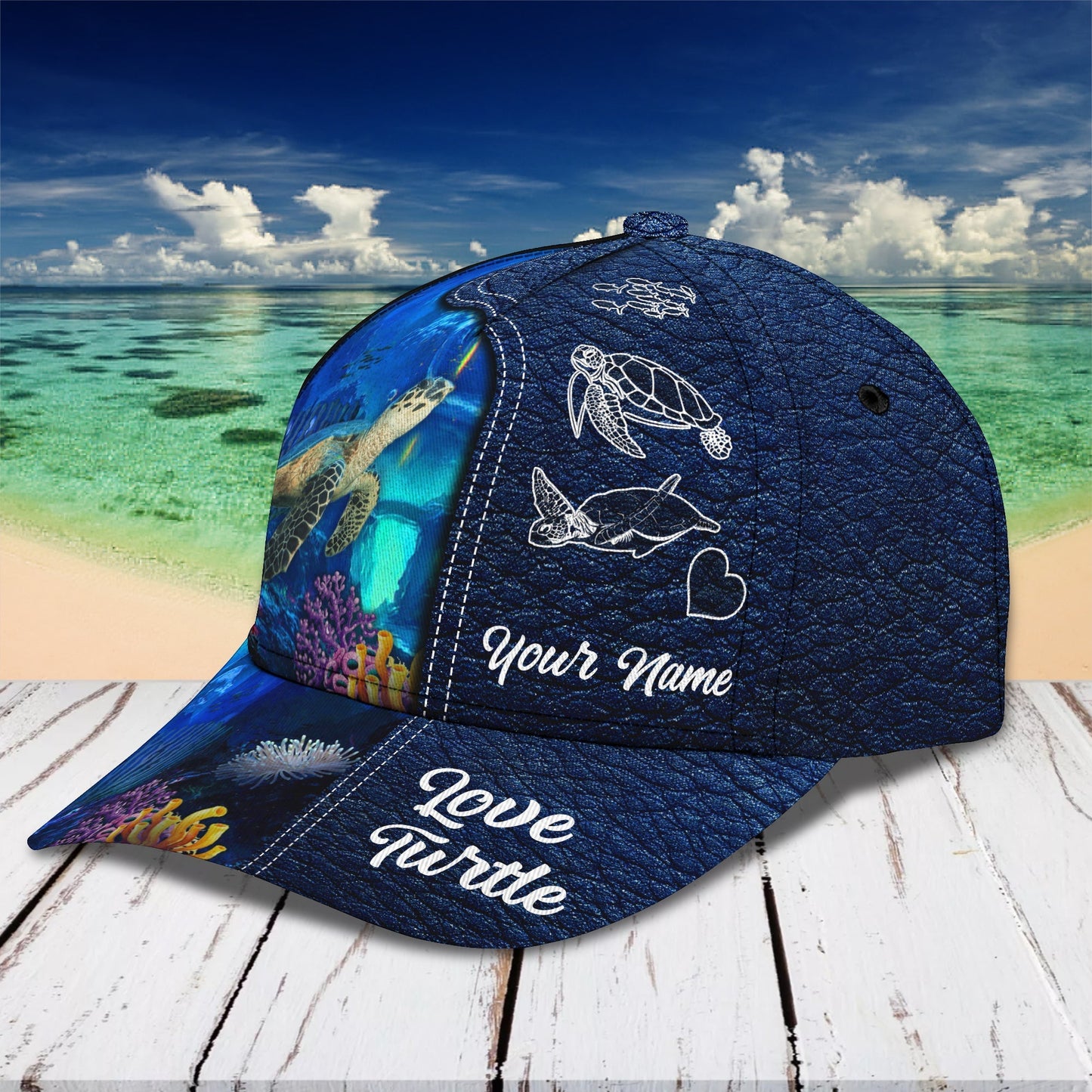 3D Classic Cap Turtle Personalized Name Cap 0099 Lasfour CA0969